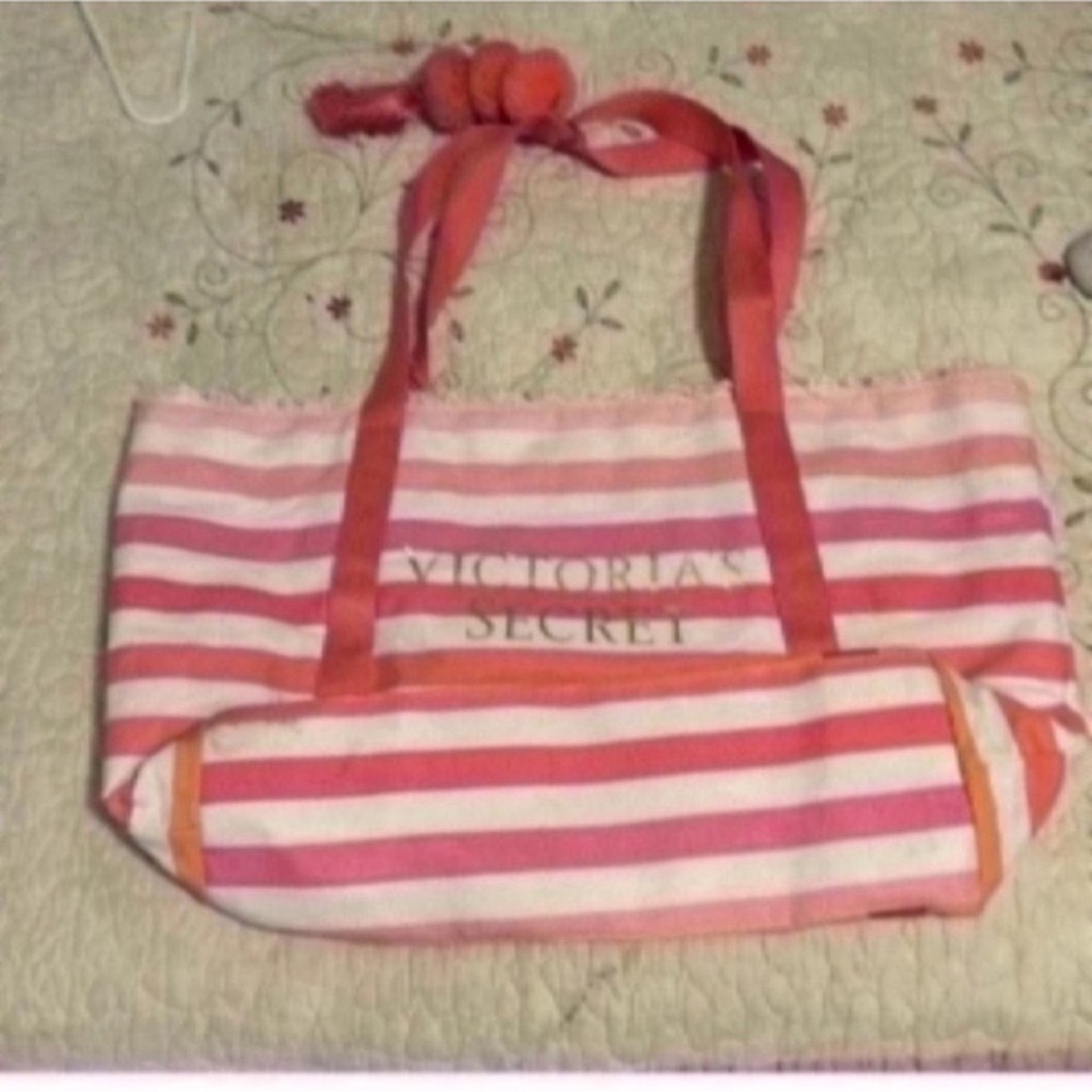 Victoria's Secret Pink and White Striped Tote